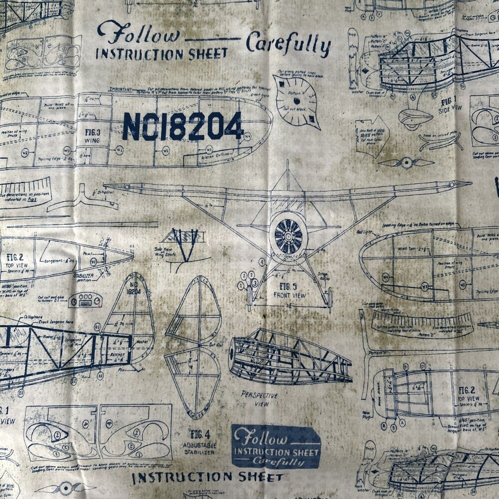 Tim Holtz Eclectic Elements Correspondence Cotton Quilting Fabric Model Airplane